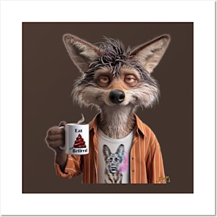 Retired Coyote with Coffee by focusln Posters and Art